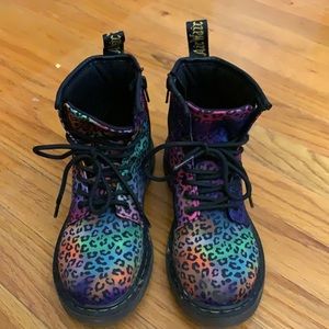 Rainbow tie dye leopard Dr. Martens boots
